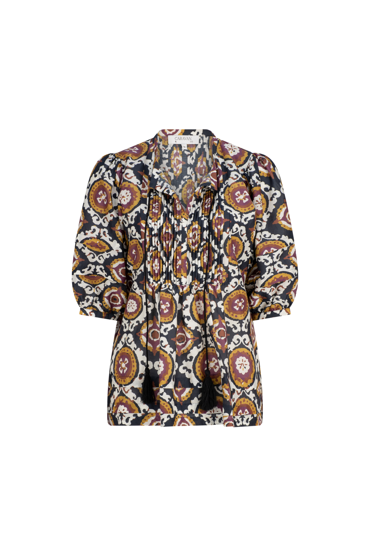 PHOEBE PINTUCK BLOUSE- AUBERGINE