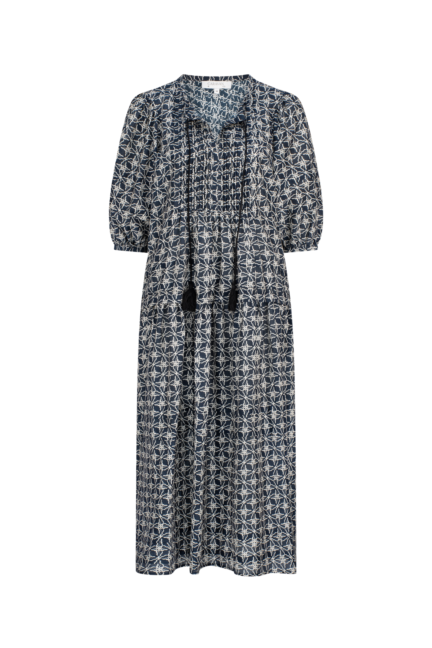 ADA PINTUCK SHIRT DRESS - NAVY