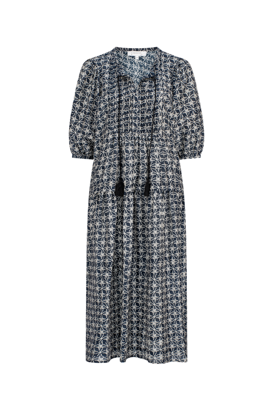 ADA PINTUCK SHIRT DRESS - NAVY