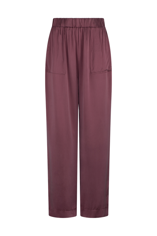 LIGHTNESS OF BEING SILK SLOUCH PANT AUBERGINE