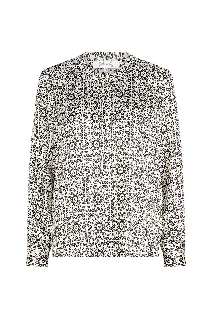 BROMLEY CLASSIC SILK SHIRT - Othello print Ivory/Black