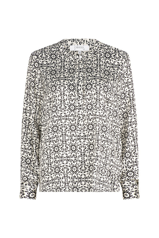 BROMLEY CLASSIC SILK SHIRT - Othello print Ivory/Black