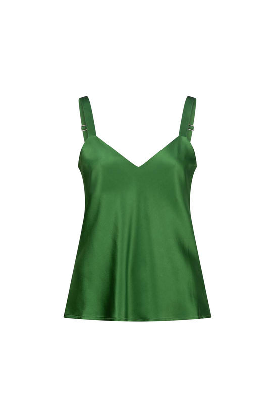 LIGHTNESS OF BEING SILK BIAS CAMI FOREST