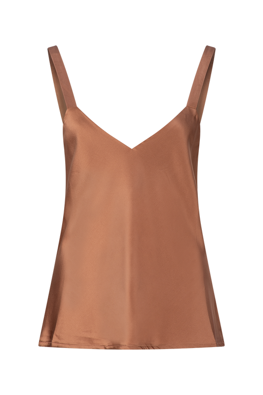 LIGHTNESS OF BEING SILK CAMI TOP - Mocha