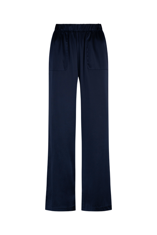 LIGHTNESS OF BEING SILK SLOUCH PANT- Navy