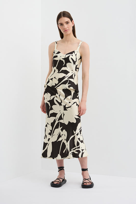 VINCENT SILK CAMI TOP FLORAL BLACK