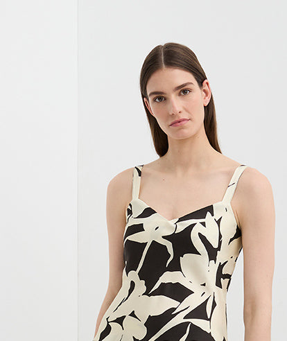 VINCENT SILK CAMI TOP FLORAL BLACK