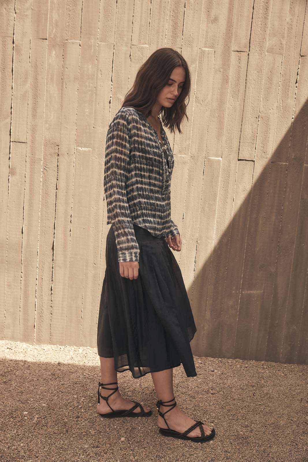 WALK THE LINE PIN-TUCK SKIRT- Walk the line print