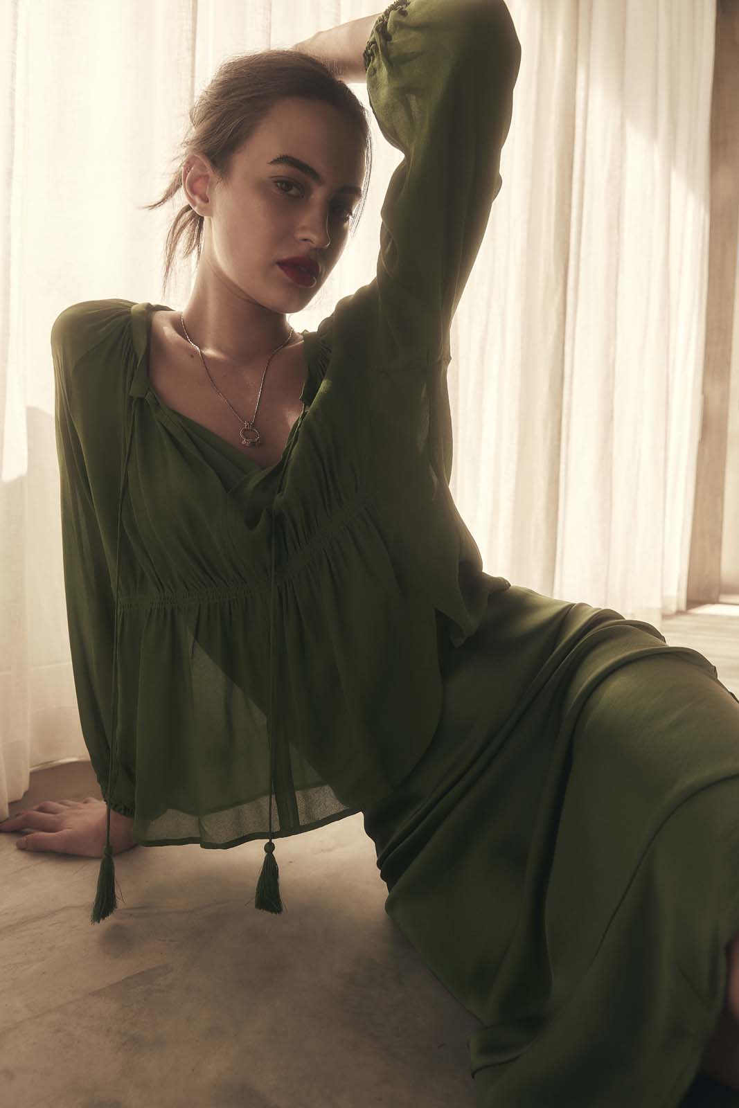 MOONLIGHT RAGLAN SLEEVE BLOUSE - Forest