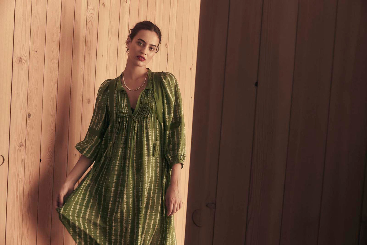 MOONLIGHT WAVE SHIRT DRESS - Forest