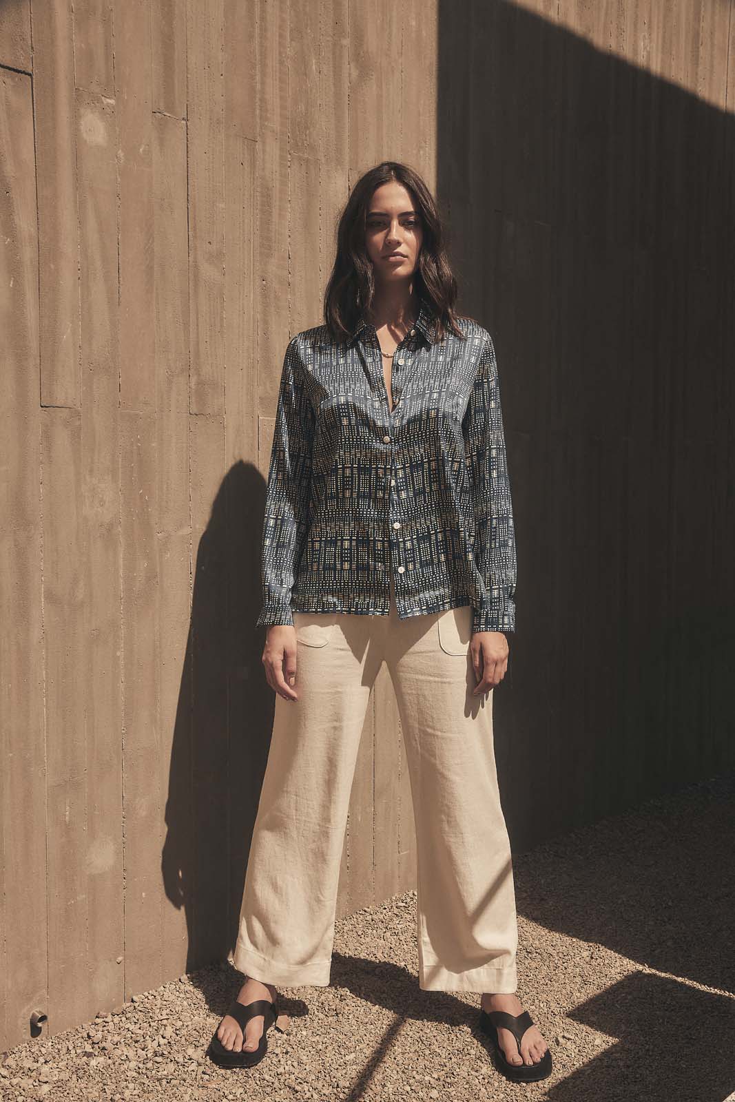 LIGHTNESS OF BEING CLASSIC SILK SHIRT- Shibori Navy