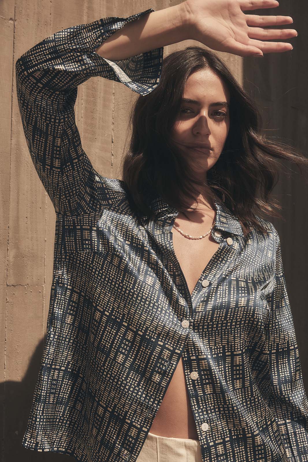 LIGHTNESS OF BEING CLASSIC SILK SHIRT- Shibori Navy