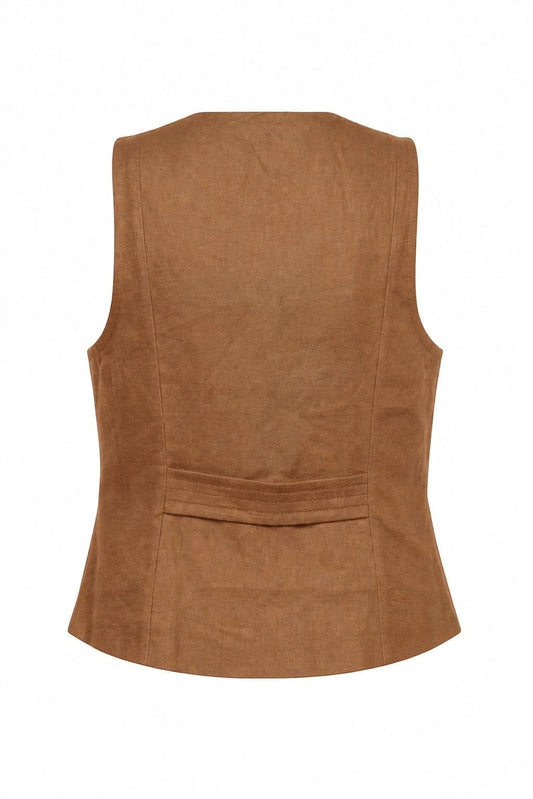 ORLANDO LINEN VEST - CINNAMON
