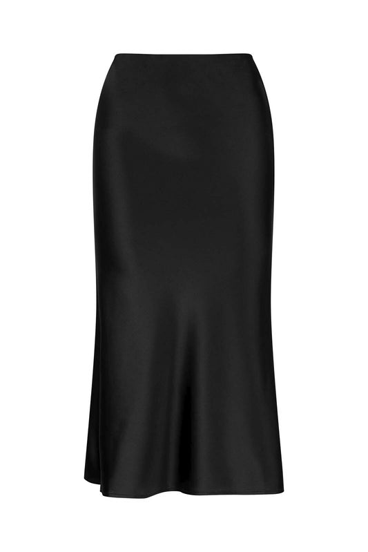 LIGHTNESS OF BEING SILK BIAS SKIRT BLACK