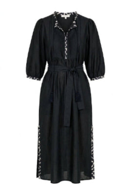 TIBI CONTRAST NECK DRESS - Black