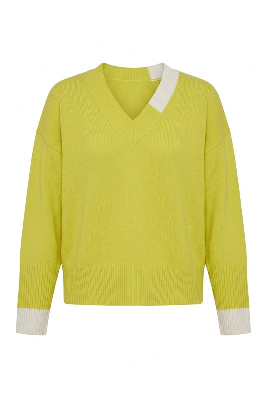 EDDY MERINO V NECK JUMPER Citrine