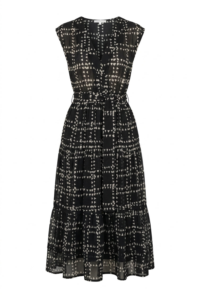 LOTTIE V NECK DRESS - EBONY