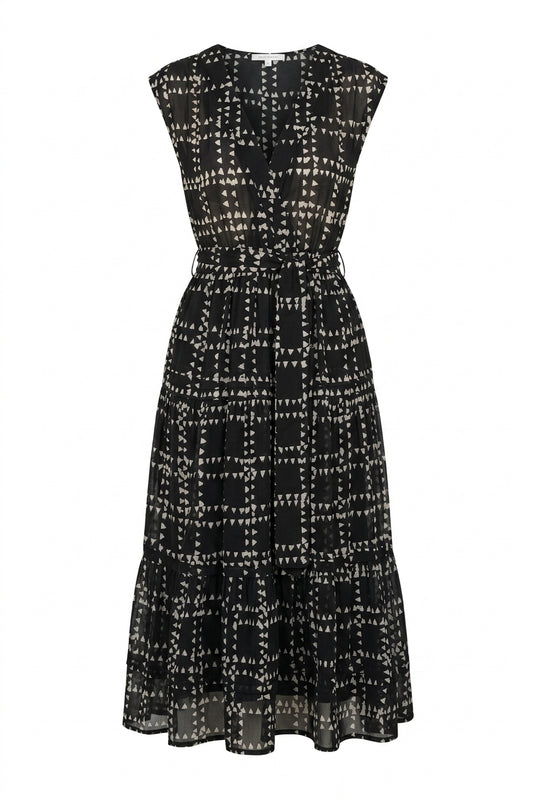 LOTTIE V NECK DRESS - EBONY