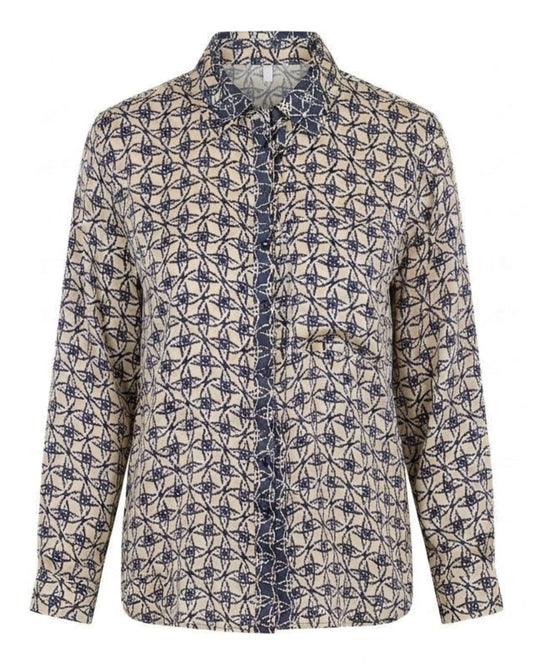 ADA SILK SLOUCH SHIRT- NAVY