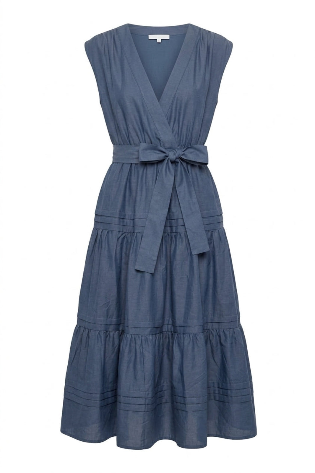 TIBI V NECK DRESS- Petrol