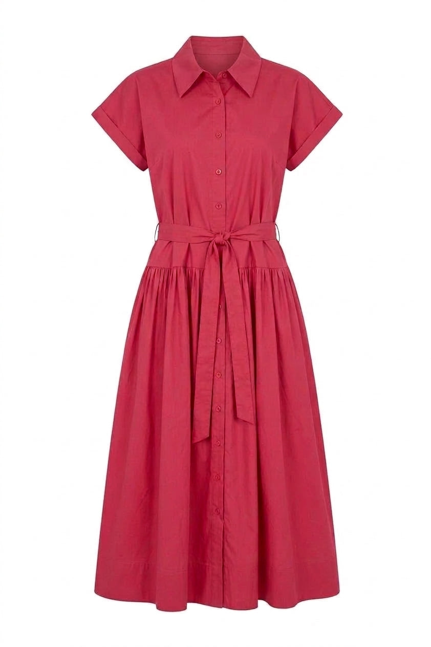 TILDA DOLMAN SLEEVE DRESS - CRIMSON