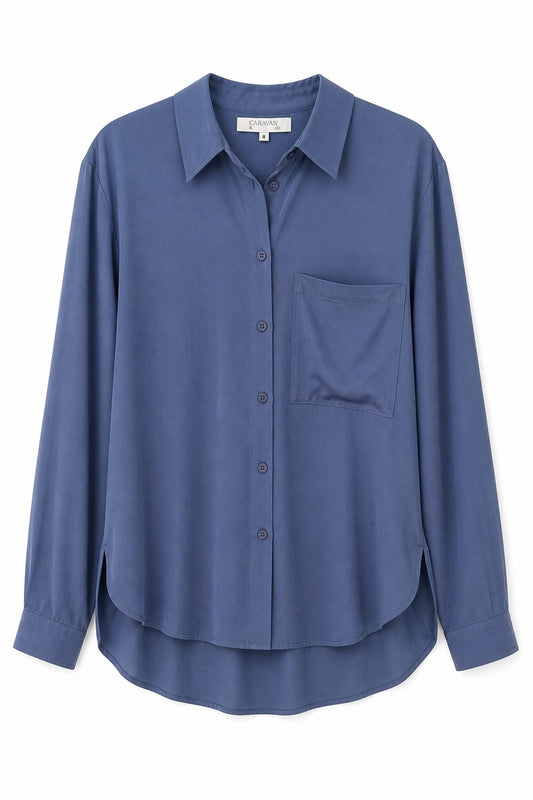TIBI SLOUCH SHIRT- PETROL