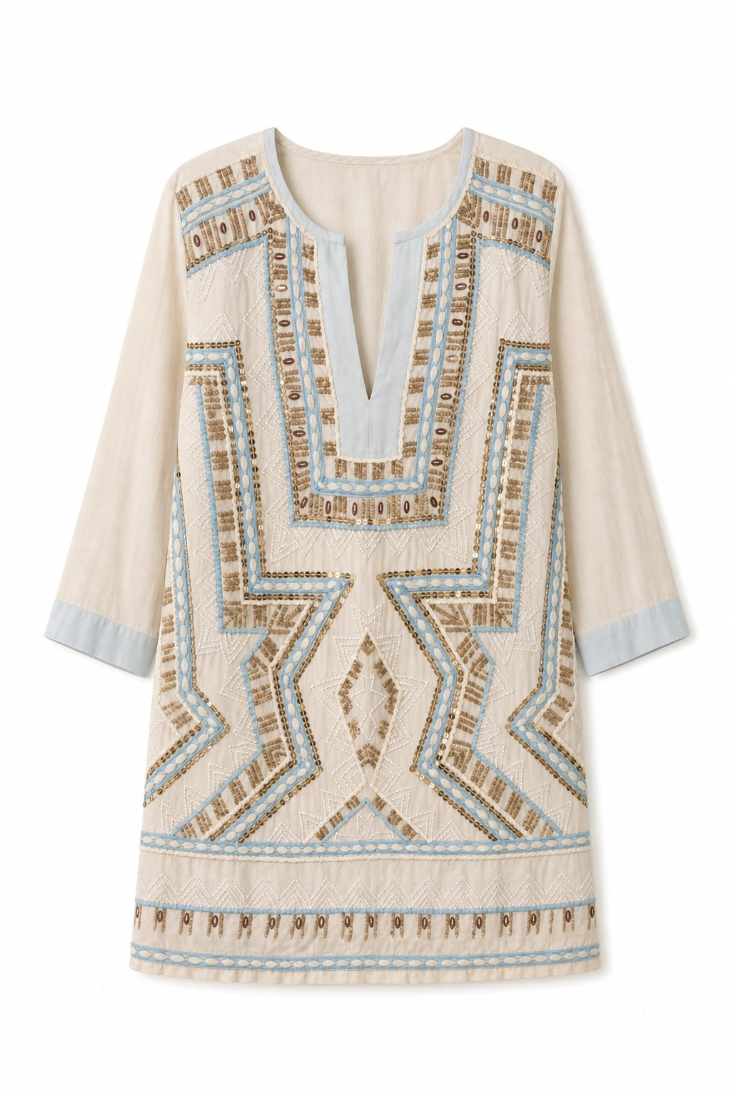 BRONTE EMBROIDERED KAFTAN SKY