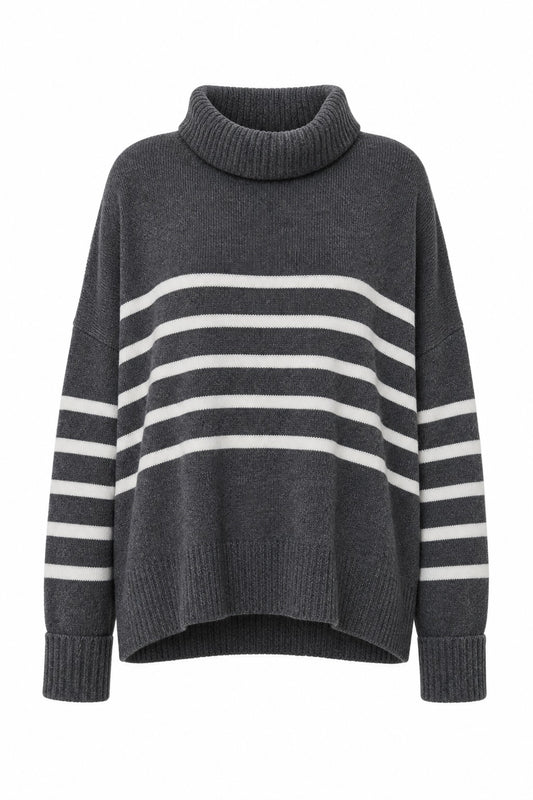 Charlie Wool/Cashmere Sweater - Slate/Natural
