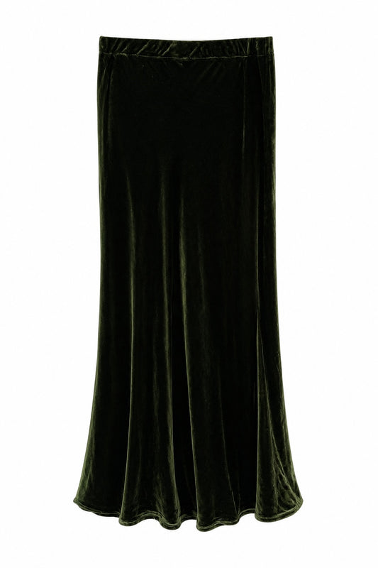 VALENTINE VELVET SKIRT - KELP