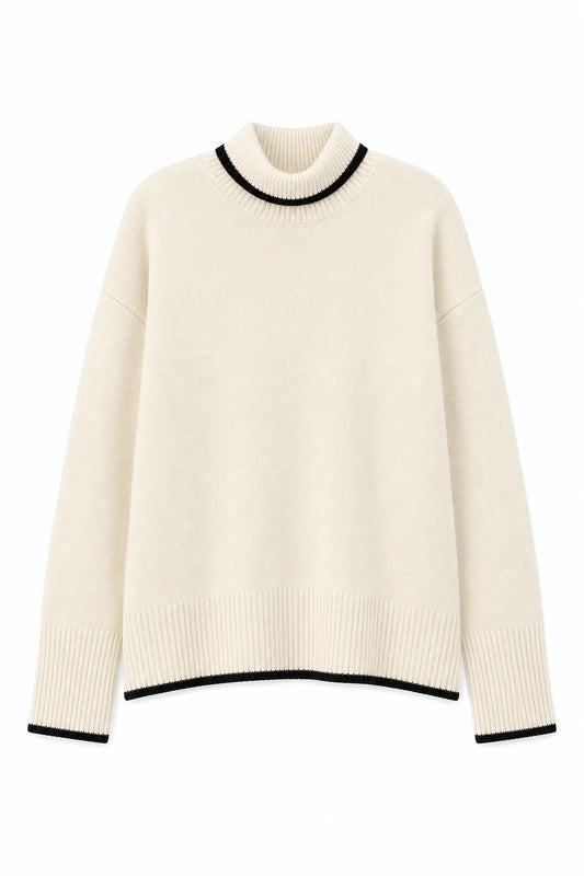 EDDY MERINO ROLL NECK JUMPER IVORY