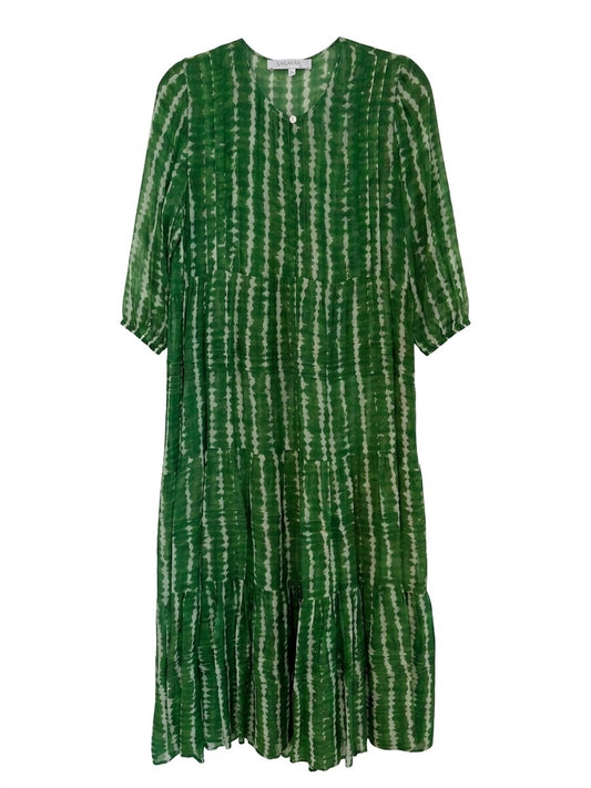 MOONLIGHT WAVE PIN-TUCK DRESS- Forest