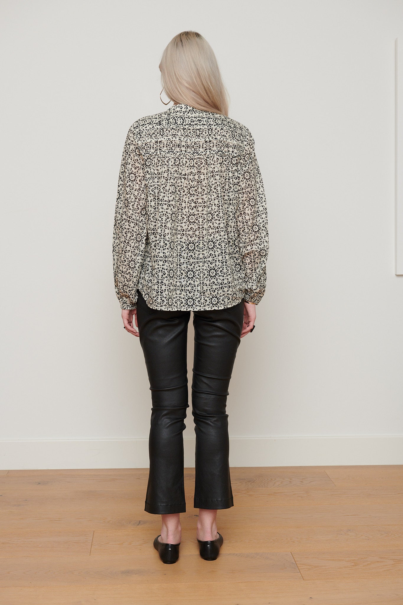 Cotton Voile Pin-tuck Blouse - Othello Ivy/Black