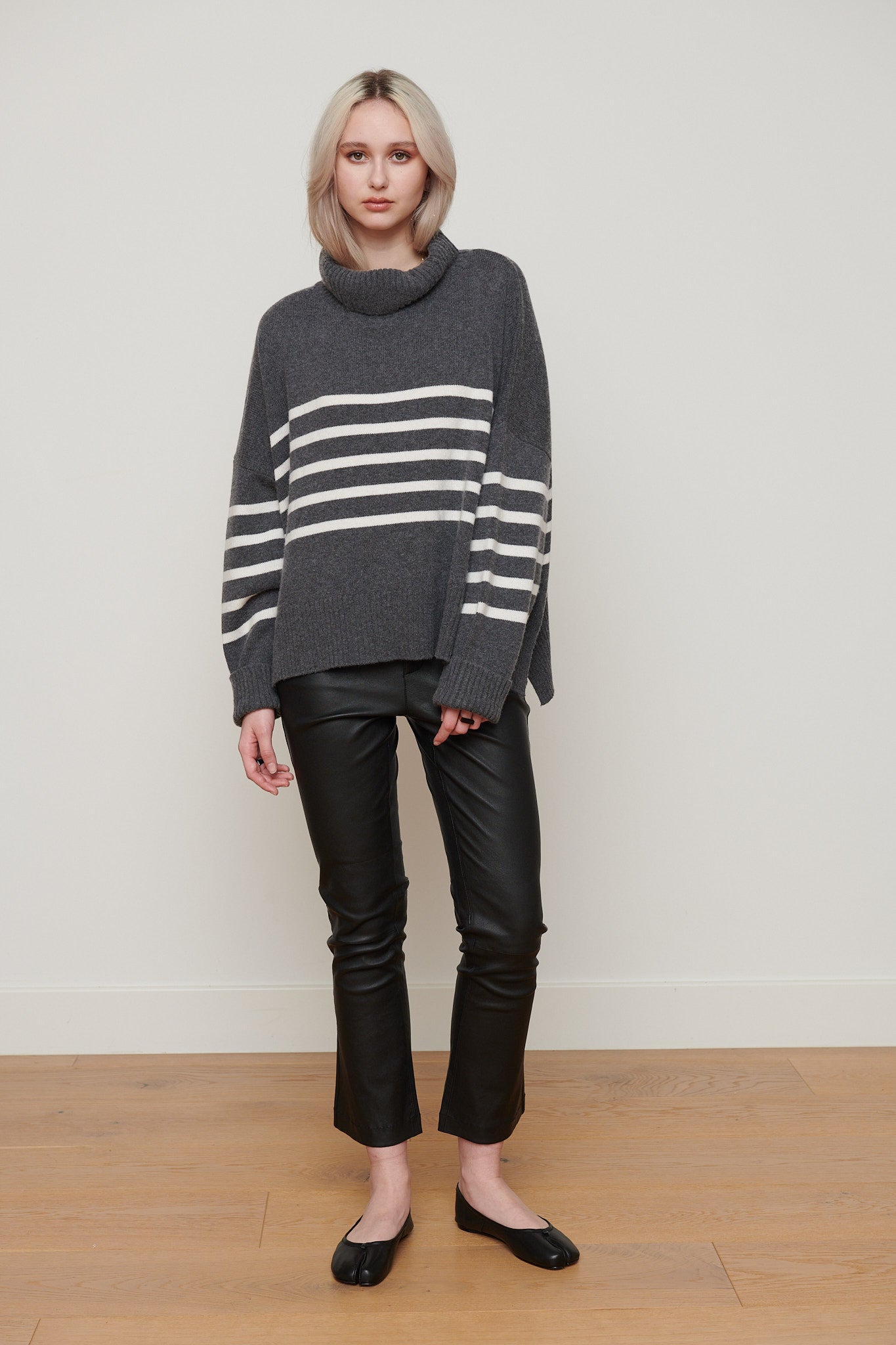 Charlie Wool/Cashmere Sweater - Slate/Natural