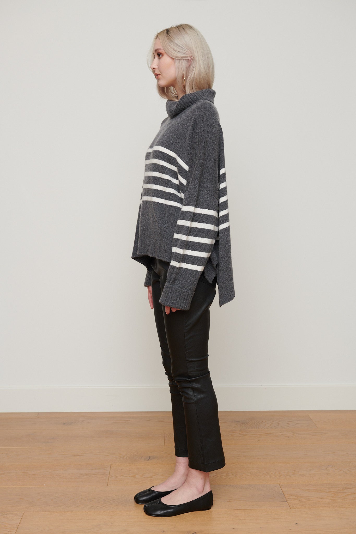 Charlie Wool/Cashmere Sweater - Slate/Natural