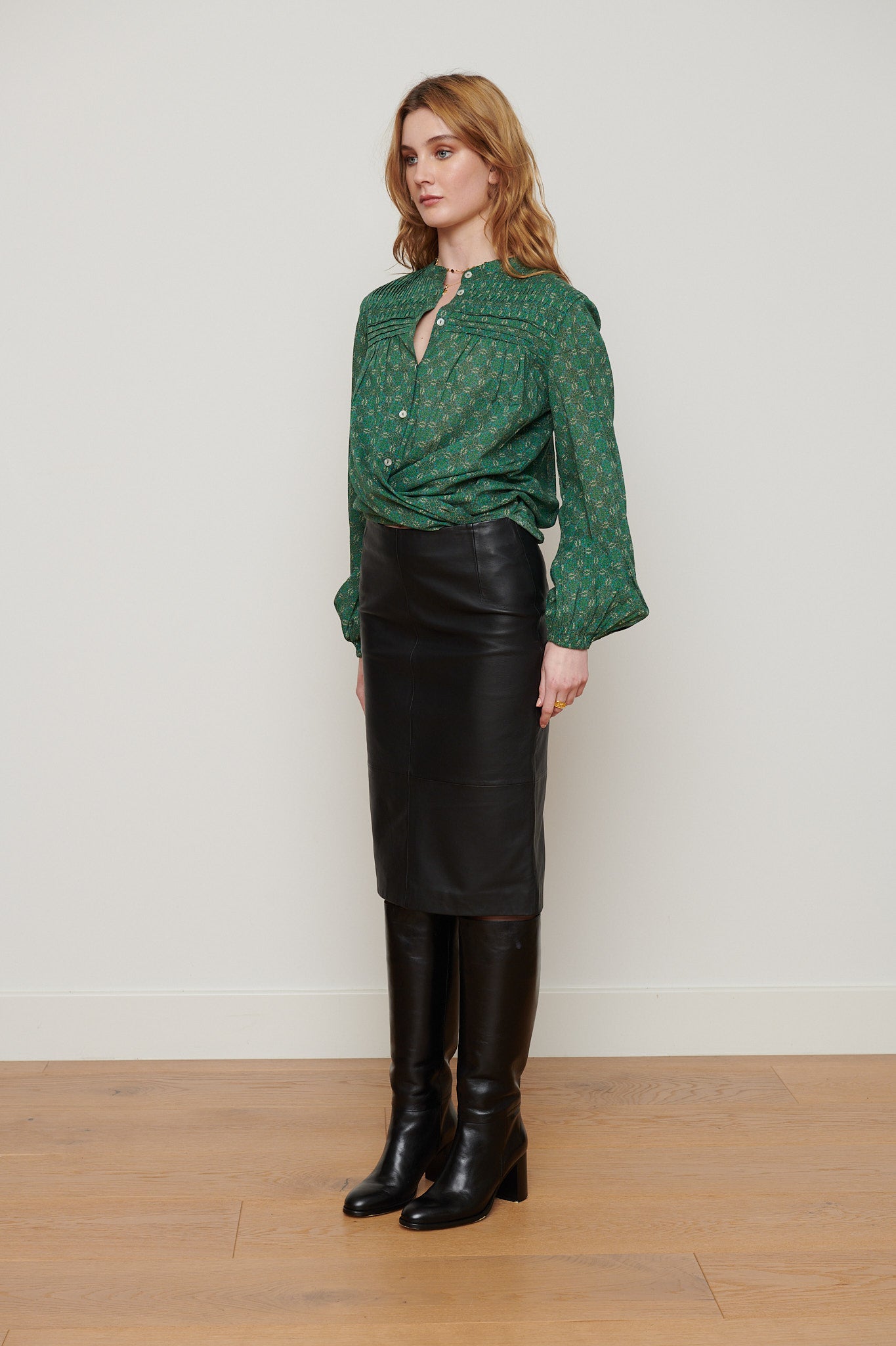 Venetian Cotton Pin-tuck Blouse - Frida print