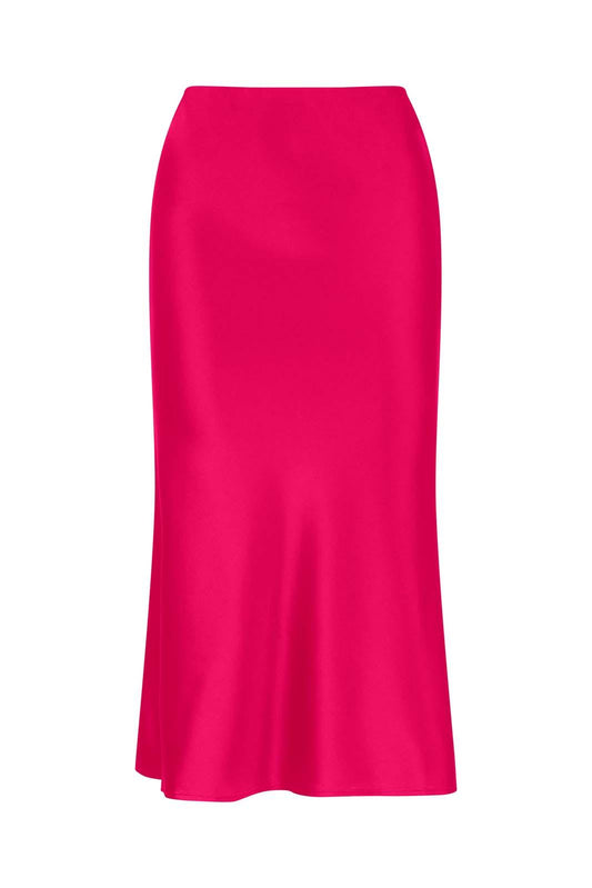 LIGHTNESS OF BEING SILK BIAS SKIRT MAGENTA