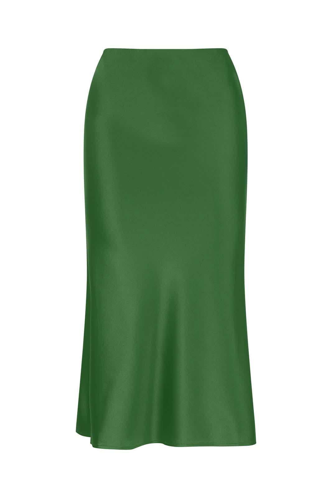 LIGHTNESS OF BEING SILK BIAS SKIRT FOREST