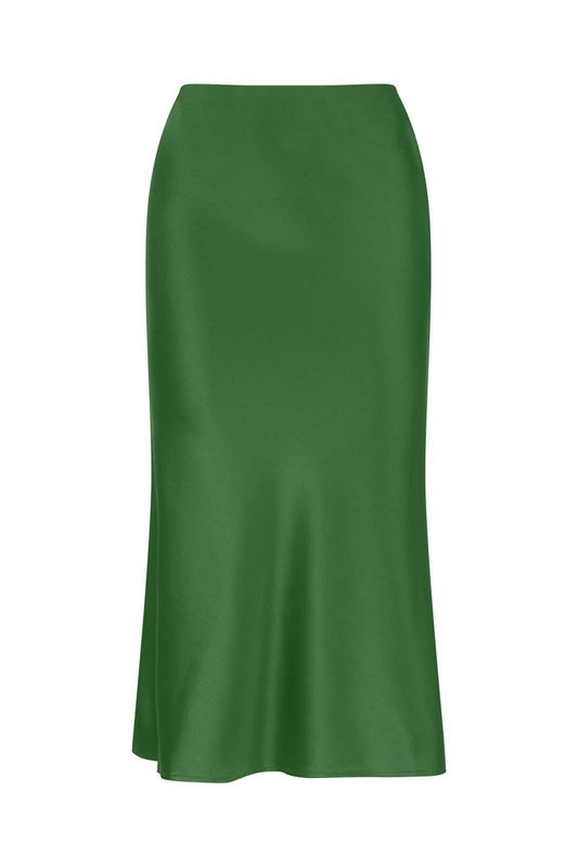 LIGHTNESS OF BEING SILK BIAS SKIRT FOREST