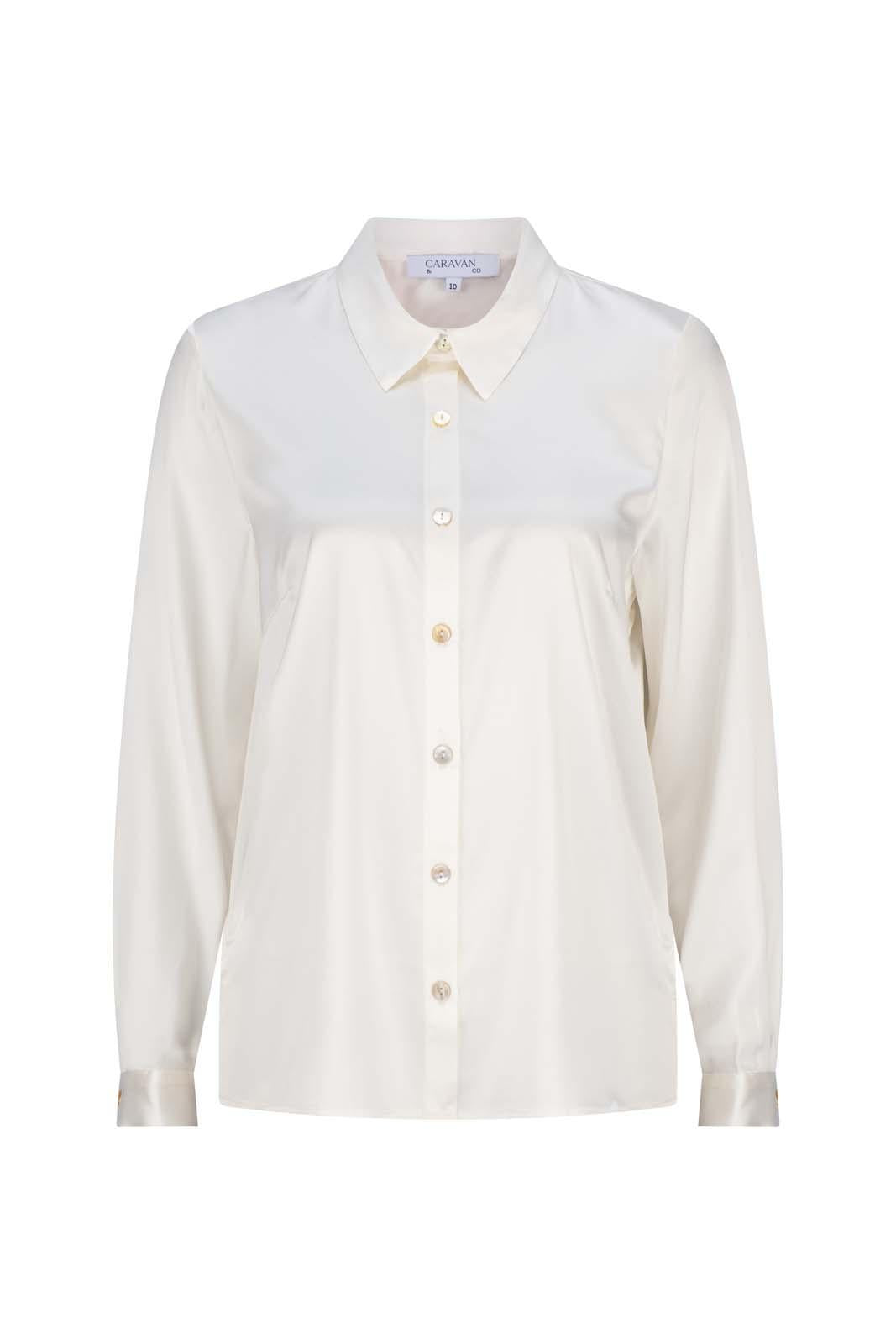 LIGHTNESS OF BEING SILK CLASSIC SHIRT ALABASTER