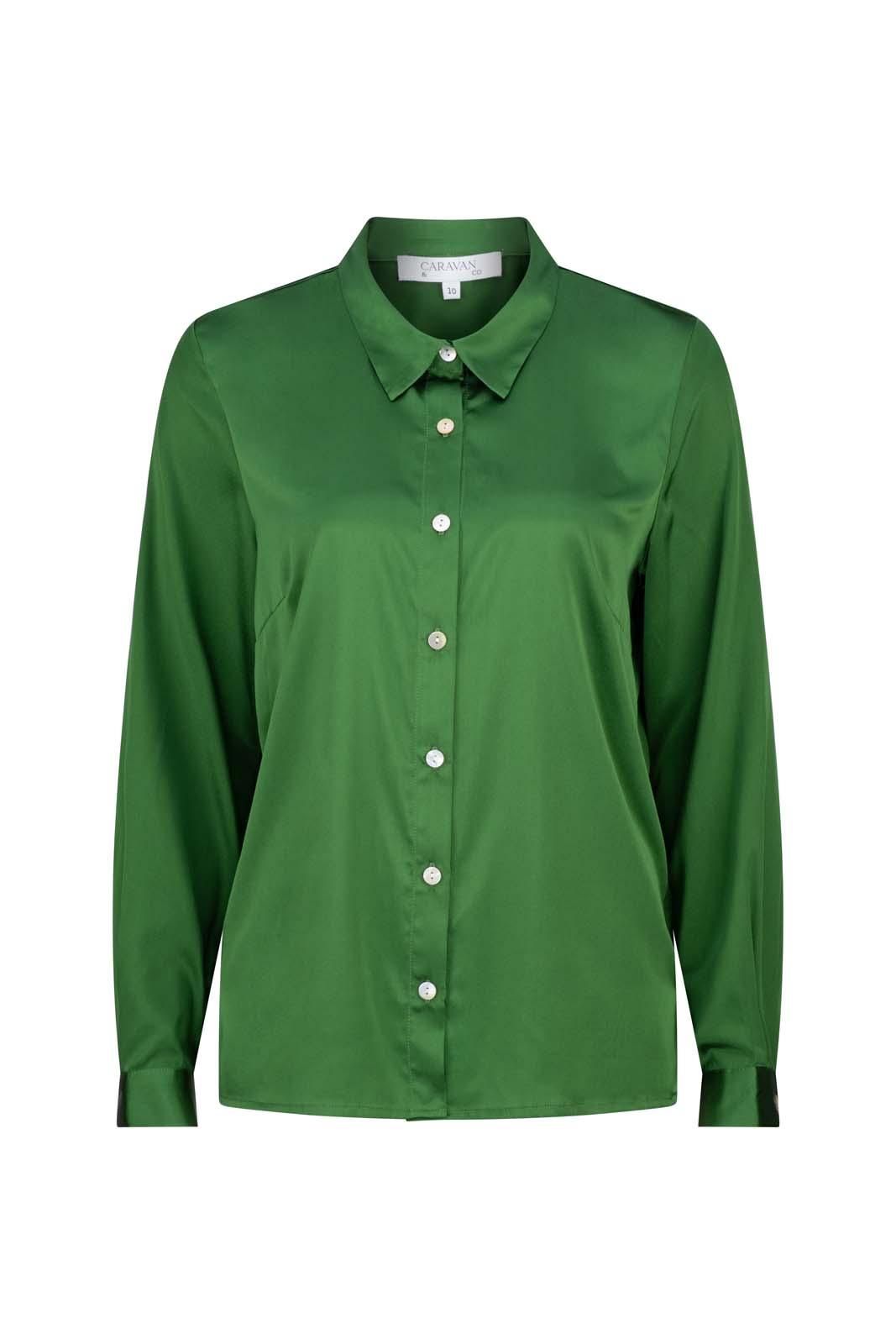LIGHTNESS OF BEING SILK CLASSIC SHIRT FOREST