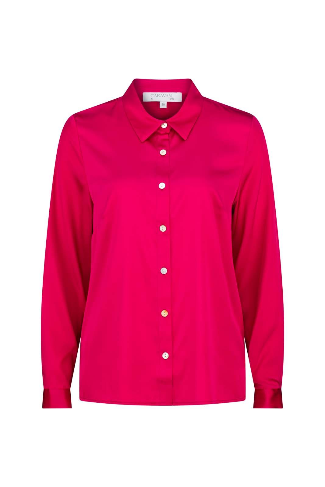 LIGHTNESS OF BEING SILK CLASSIC SHIRT MAGENTA
