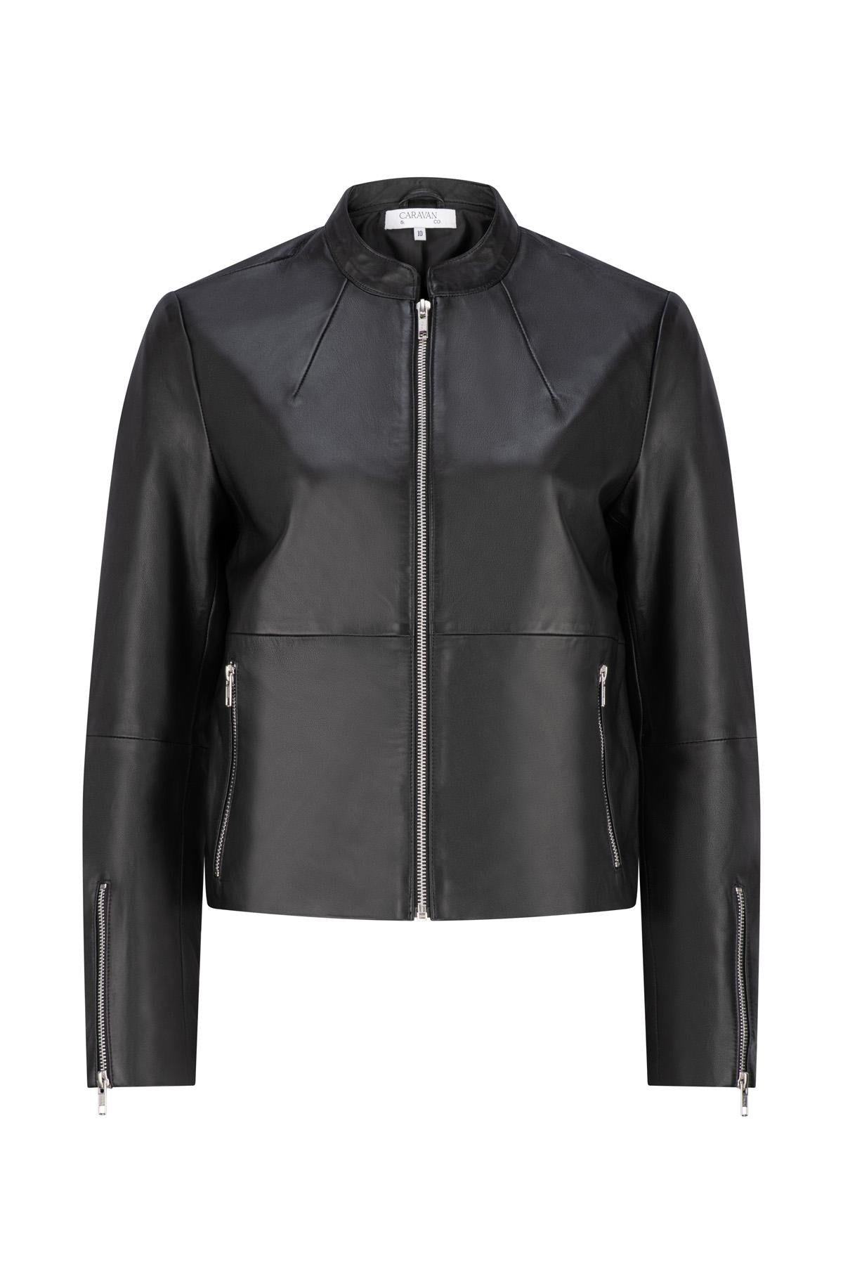 HUDSON LEATHER BOMBER JACKET BLACK