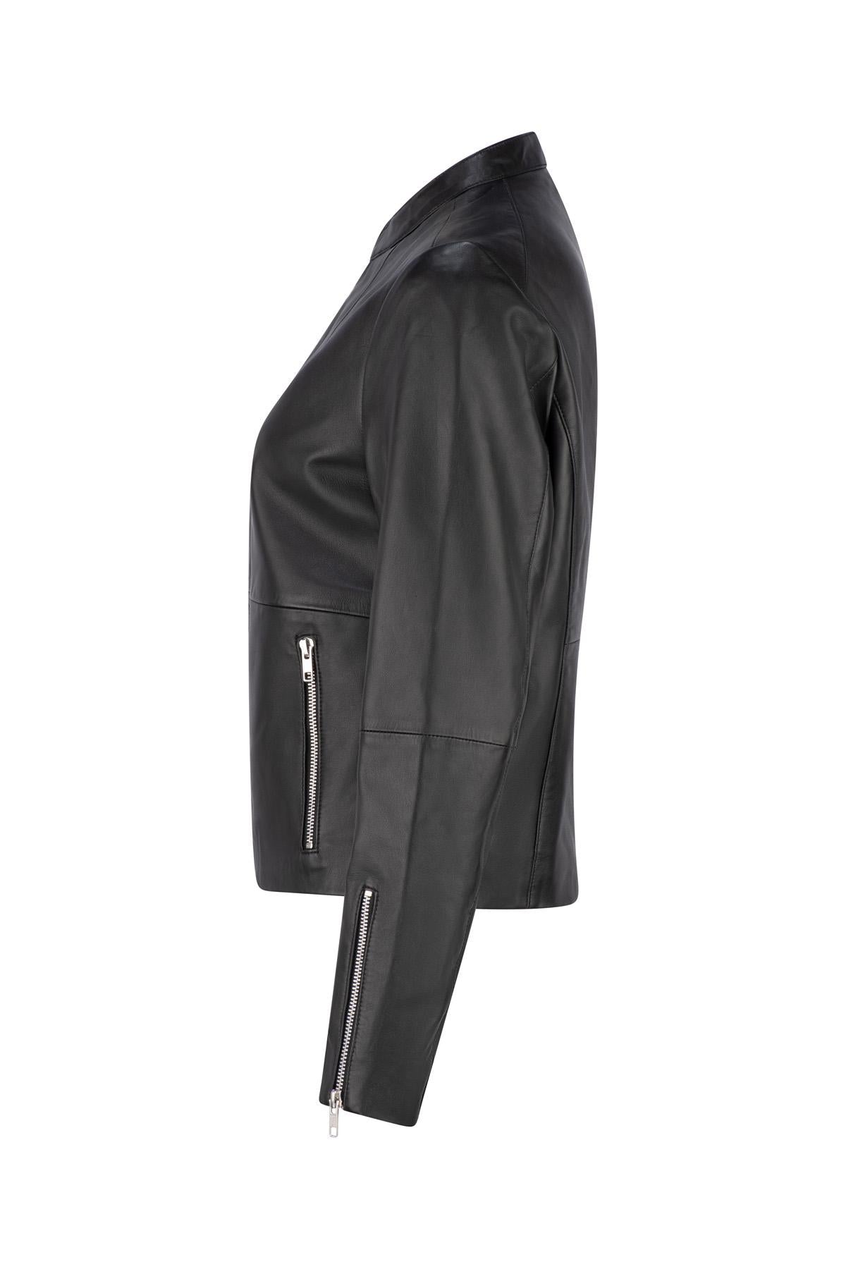HUDSON LEATHER BOMBER JACKET BLACK