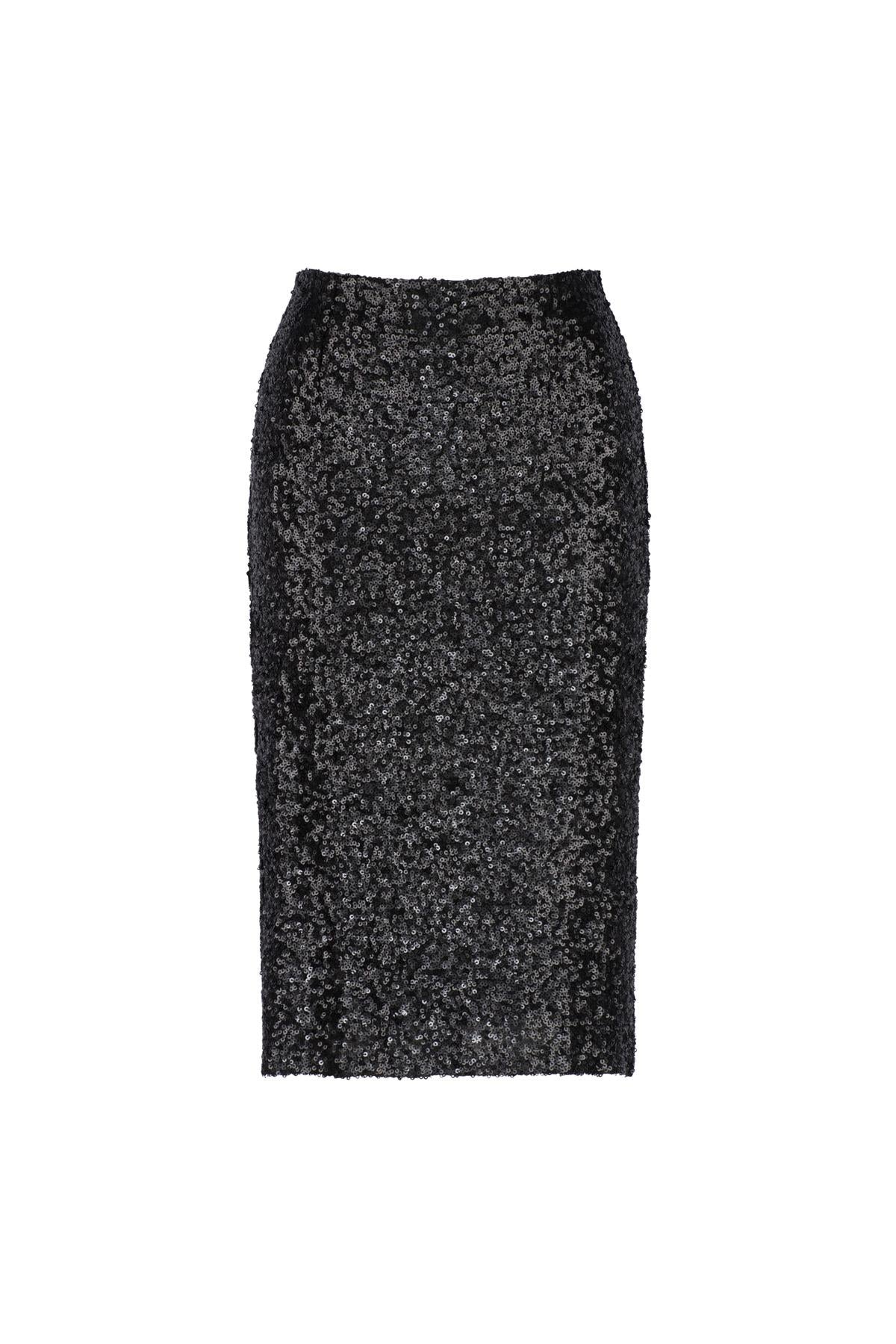 SEQUIN PENCIL SKIRT BLACK