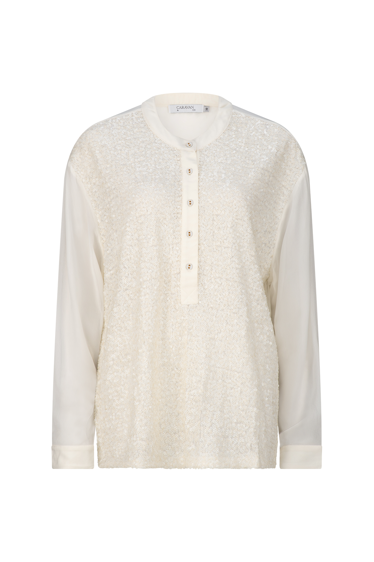 SEQUIN TUXEDO SHIRT ALABASTER