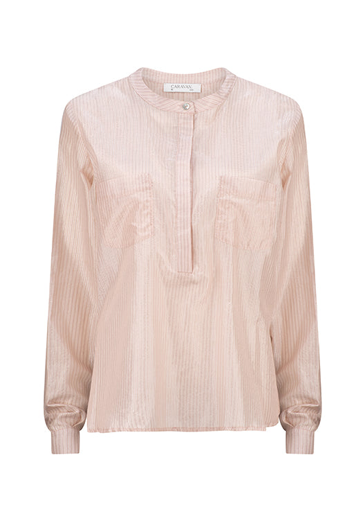 Elle Classic Shirt in Pink Metalic Stripe