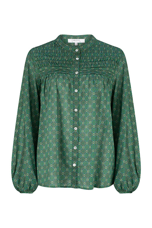 Venetian Cotton Pin-tuck Blouse - Frida print