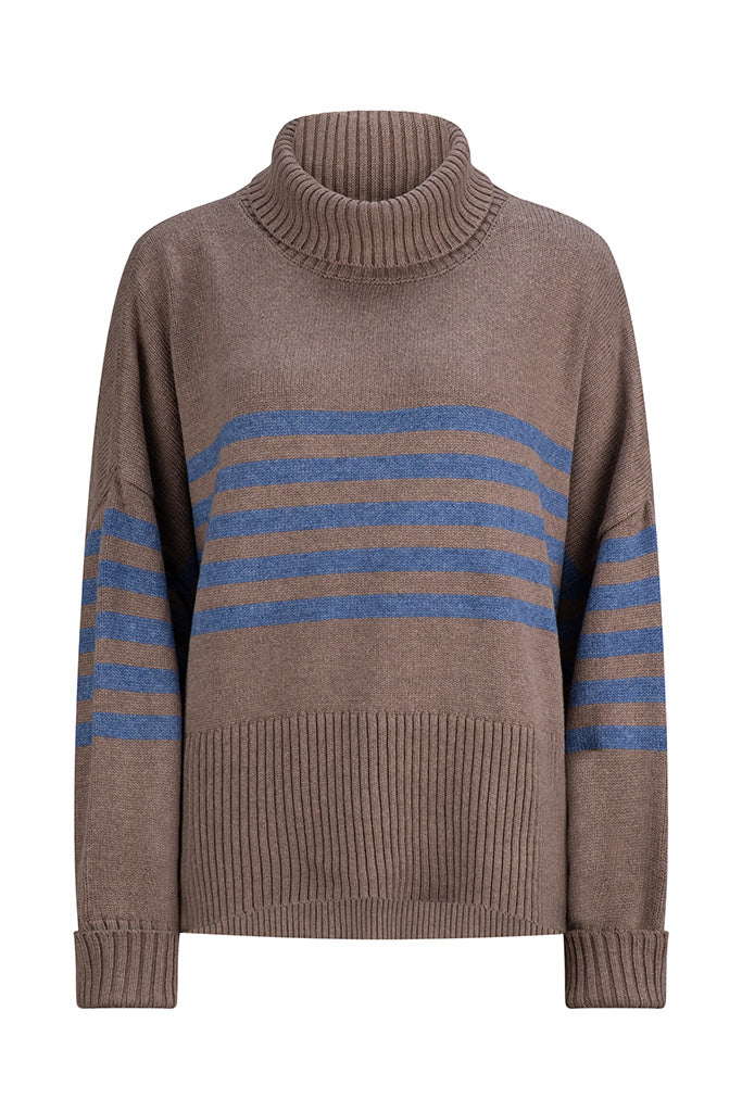 Charlie Wool/Cashmere Sweater - Beige Stripe