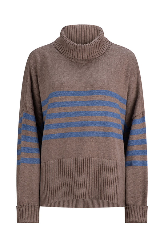 Charlie Wool/Cashmere Sweater - Beige Stripe