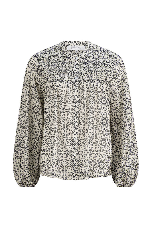 Cotton Voile Pin-tuck Blouse - Othello Ivy/Black